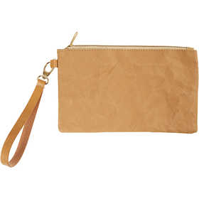 Faux Leather Clutch Bag, H: 18 cm, L: 21 cm, 350 g, light brown, 1 pc [HOB-49893]