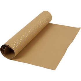 Faux Leather Paper, W: 50 cm, one coloured,foil, 350 g, light brown, gold, 1 m/ 1 roll [HOB-498958]