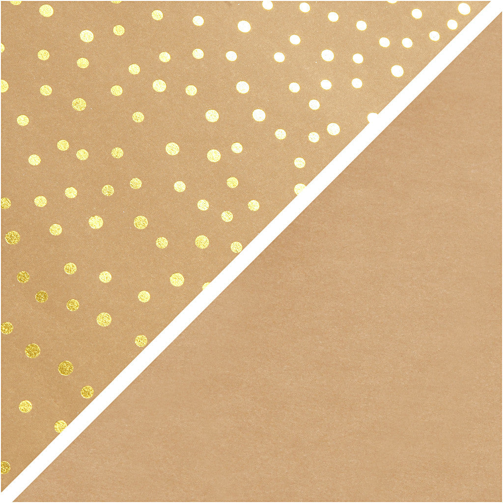 Faux Leather Paper, W: 50 cm, one coloured,foil, 350 g, light brown, gold, 1 m/ 1 roll [HOB-498958]