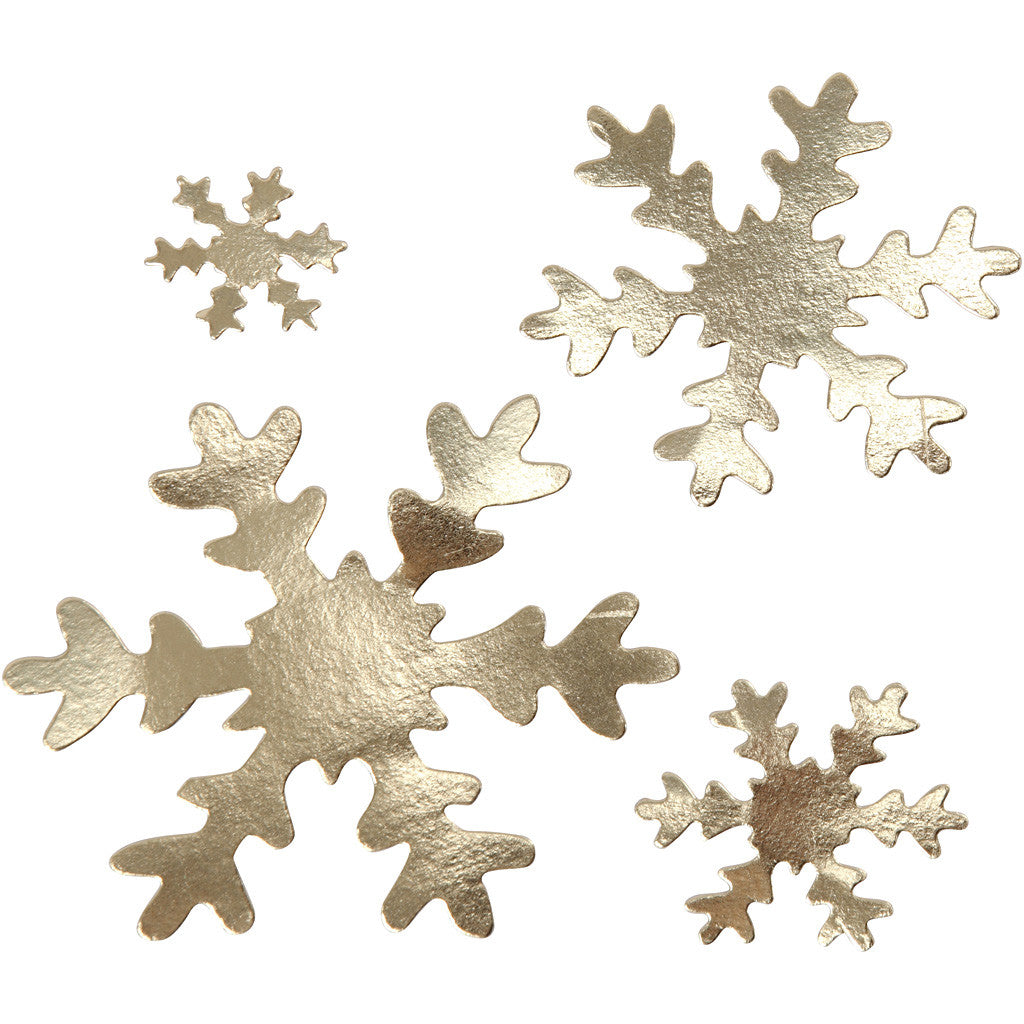 Snowflake, dia. 3+5+8+10 cm, 350 g, gold, 16 pc/ 1 pack [HOB-49897]