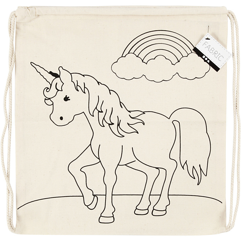 Gym Bag, unicorns, size 37x41 cm, 110 g, light natural, 1 pc [HOB-499652]