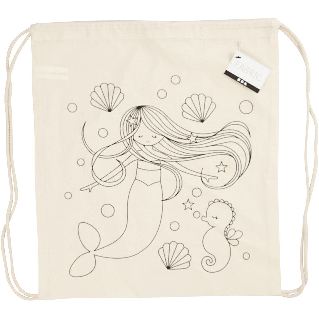 Gym Bag, mermaid, size 37x41 cm, 110 g, light natural, 1 pc [HOB-499653]