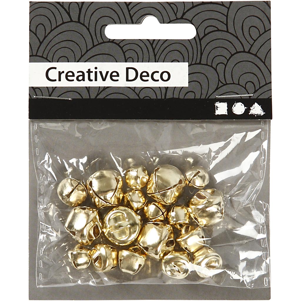 Bells, dia. 8+10+13 mm, gold, 18asstd./ 1 pack [HOB-500100]