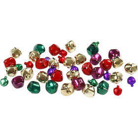 Bells, dia. 10+14 mm, metallic colours, 24 asstd./ 1 pack [HOB-500210]