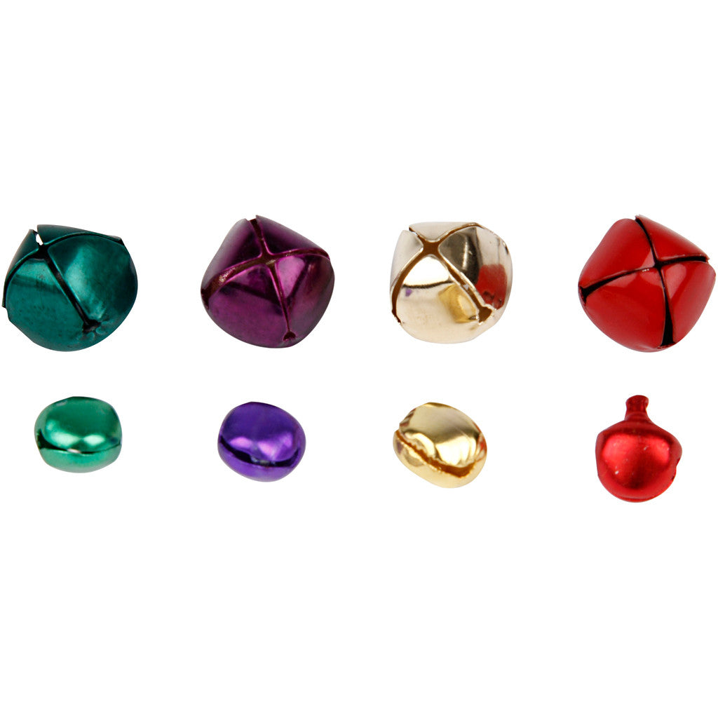 Bells, dia. 10+14 mm, metallic colours, 320 asstd./ 1 pack [HOB-50021]