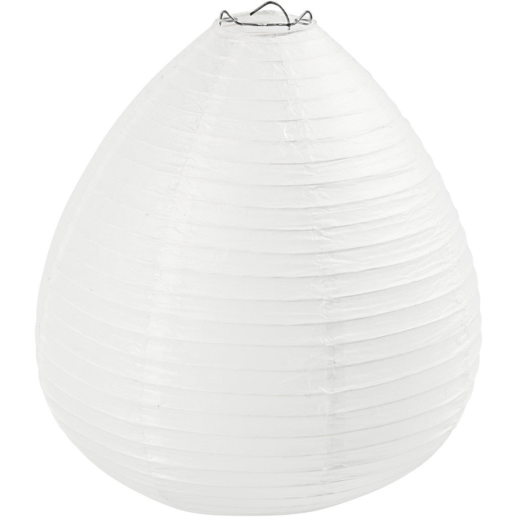 Rice paper lamp, Raindrop, H: 27 cm, dia. 25 cm, white, 1 pc [HOB-500282]