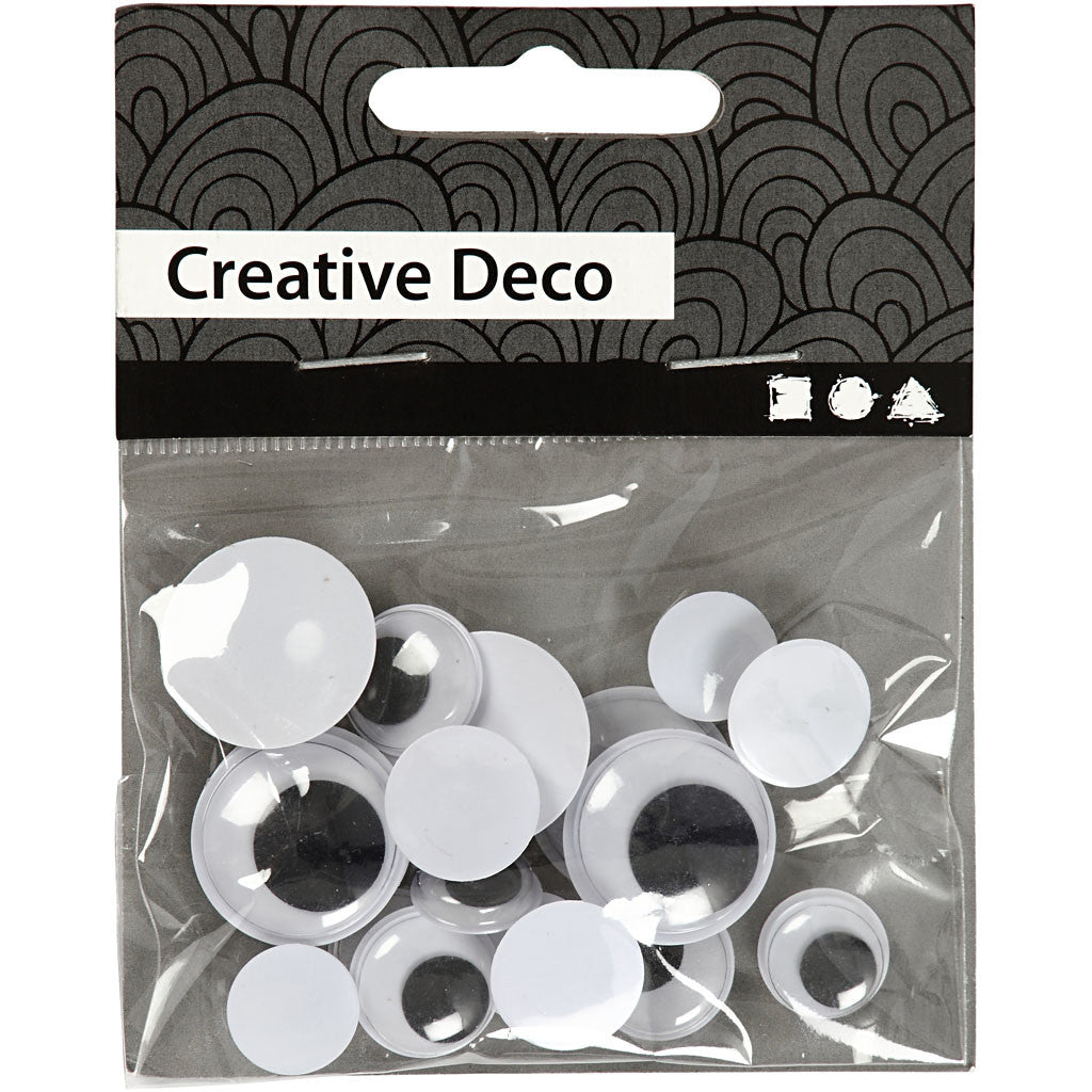 Wiggly Eyes, not sticky, dia. 12+14+20 mm, 18 asstd./ 1 pack [HOB-50139]