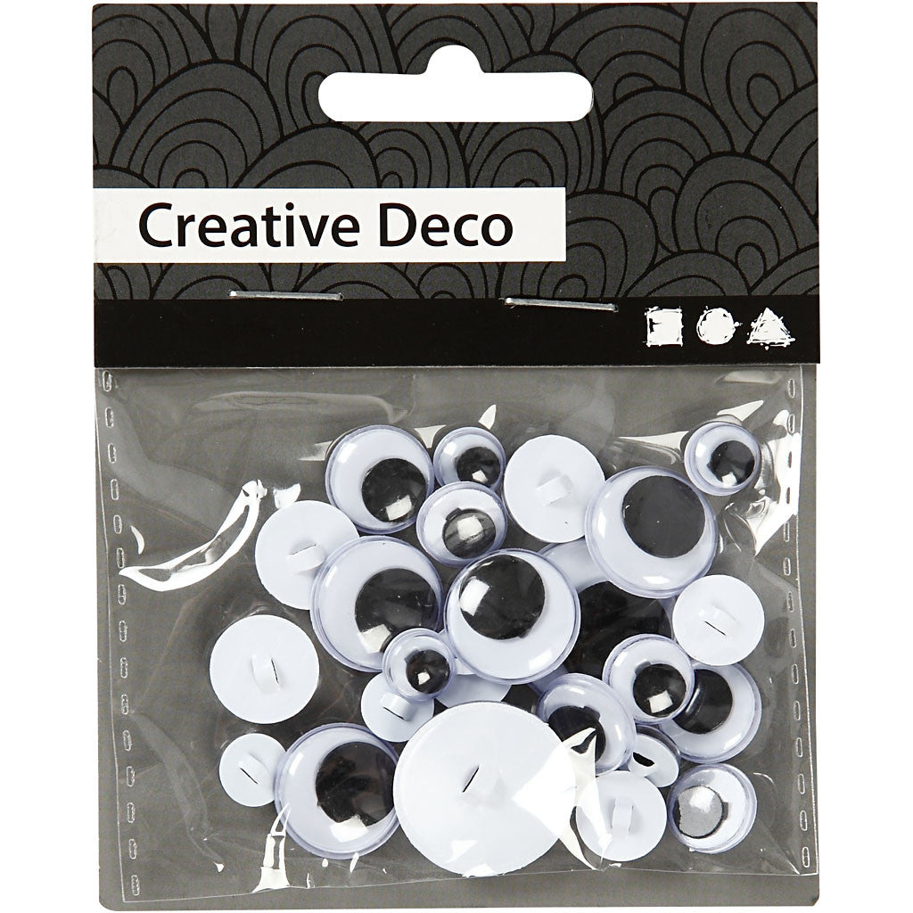 Googly Eyes, sew-on, sewing, dia. 8-20 mm, 24 asstd./ 1 pack [HOB-501402]