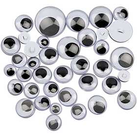 Googly Eyes, sew-on, sewing, dia. 8-20 mm, 250 asstd./ 1 pack [HOB-50140]