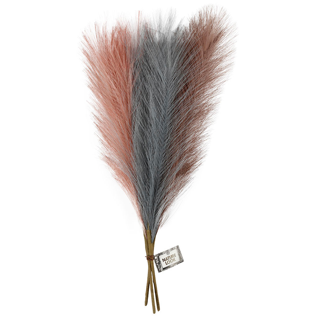 Pampas grass, L: 50 cm, dusty blue, frosted purple, antique pink, 3 pc/ 1 bundle [HOB-50206]