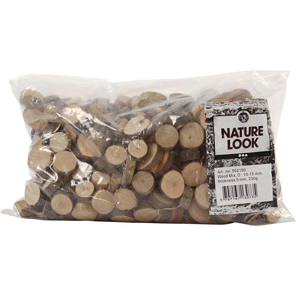 Wood Mix, dia. 10-15 mm, thickness 5 mm, 230 g/ 1 pack [HOB-502150]