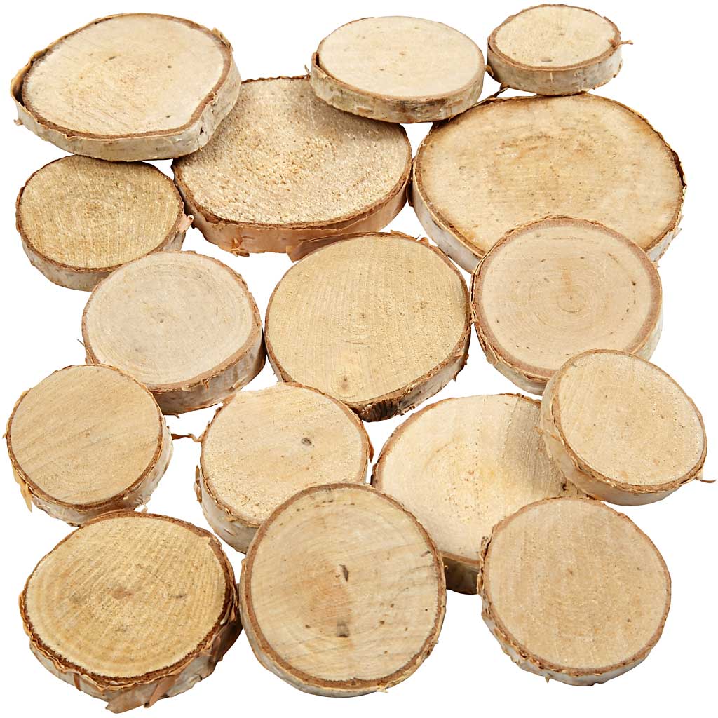 Wood Mix, dia. 25-45 mm, thickness 7 mm, ca. 140 pc, 600 g/ 1 pack [HOB-502210]