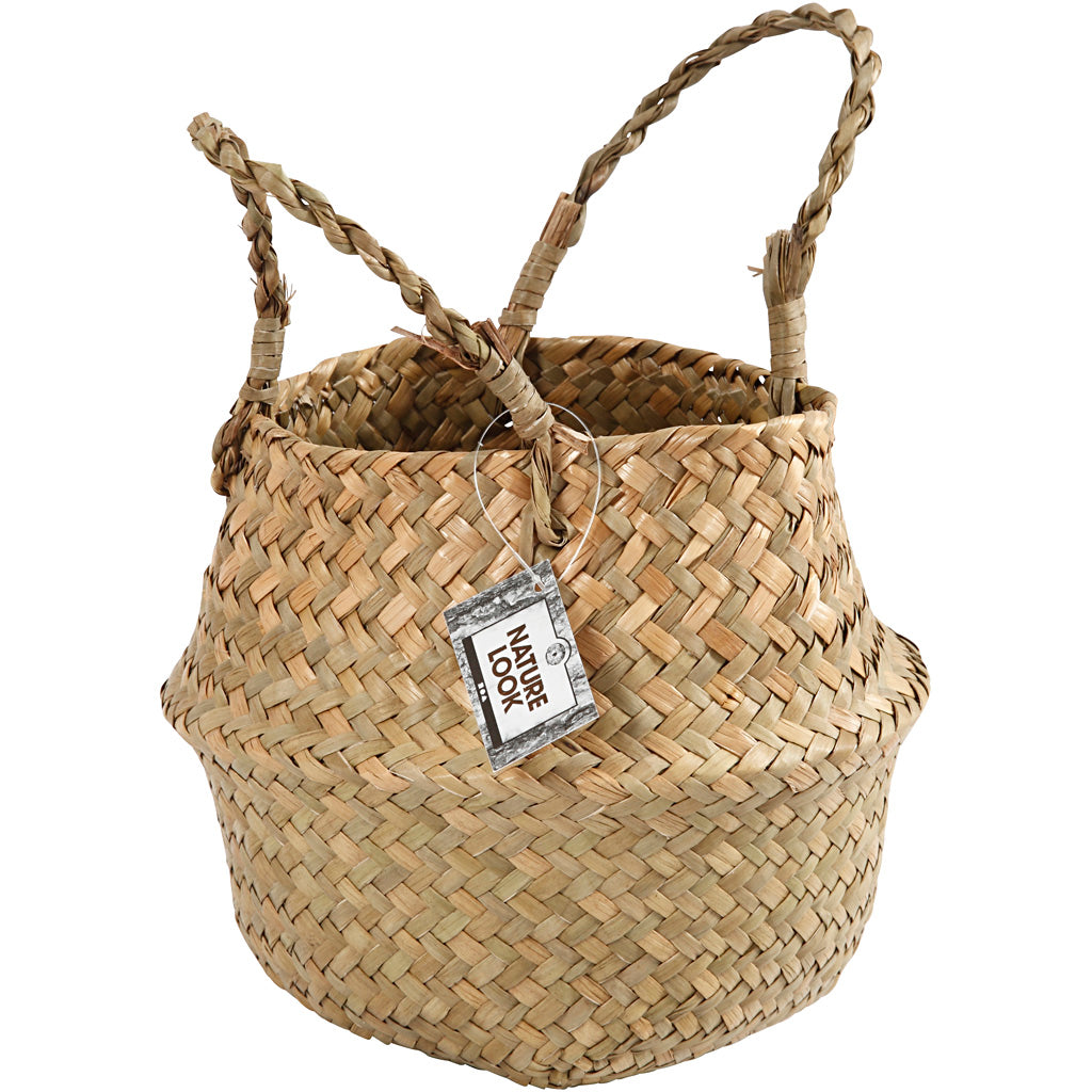 Seagrass basket, H: 11/19 cm, dia. 20 cm, 1pc/ 1 pc [HOB-50304]