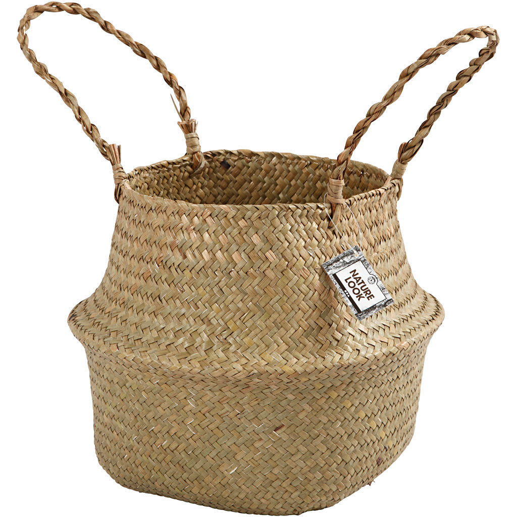 Seagrass basket, H: 13/24 cm, dia. 27 cm, 1 pc [HOB-50305]