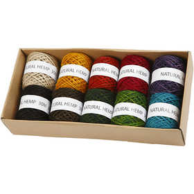 Natural Hemp, thickness 1-2 mm, assorted colours, 10x30 m/ 1 pack [HOB-50315]