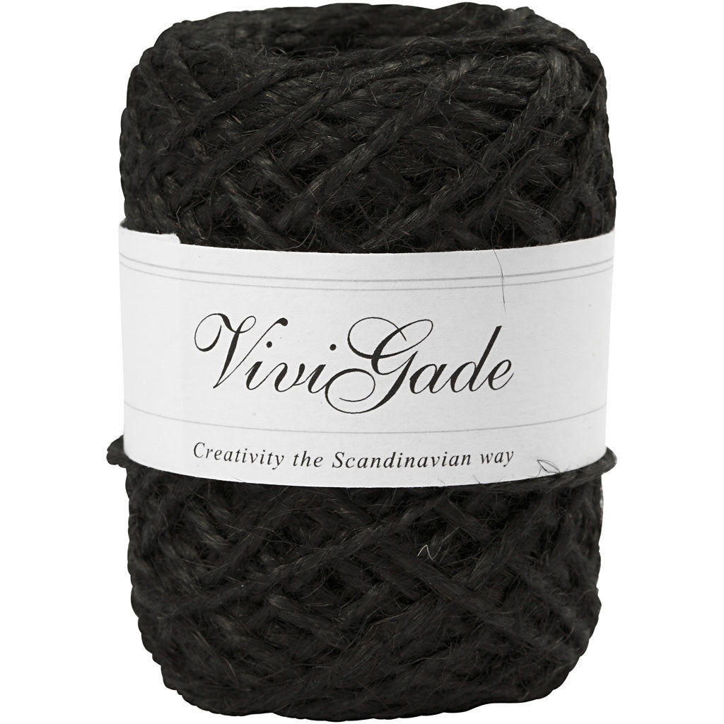 Natural Hemp, thickness 1-2 mm, black, 30 m/ 1 roll [HOB-503243]