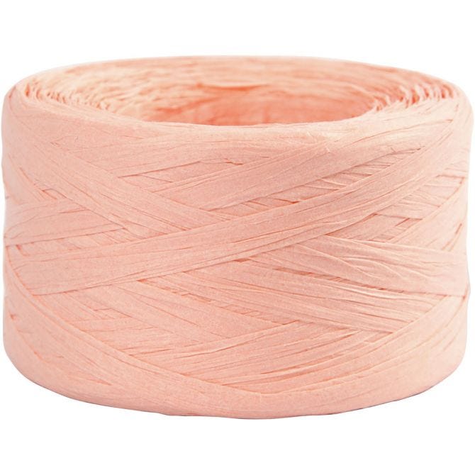Paper Raffia Yarn, W: 7-8 mm, light rose, 100 m/ 1 roll [HOB-503296]