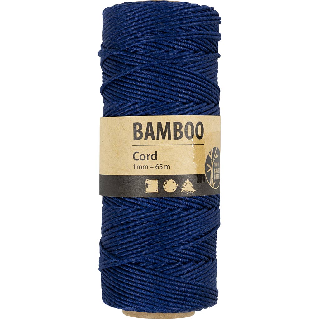 Bamboo Cord, thickness 1 mm, blue, 65 m/ 1 roll [HOB-503484]