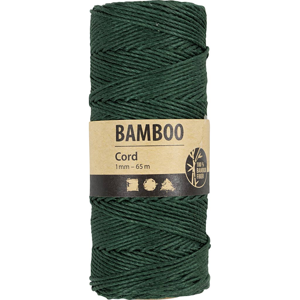 Bamboo Cord, thickness 1 mm, green, 65 m/ 1 roll [HOB-503486]