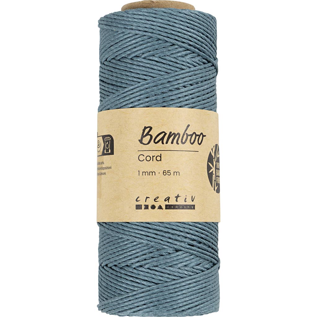 Bamboo Cord, thickness 1 mm, dark turquoise, 65 m/ 1 roll [HOB-503487]