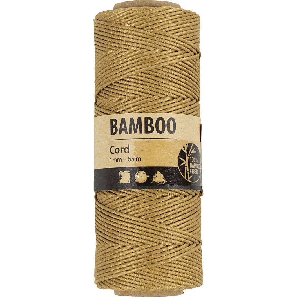 Bamboo Cord, thickness 1 mm, gold, 65 m/ 1 roll [HOB-503488]