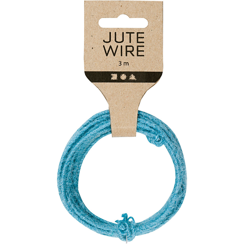 Jute wire, thickness 2-4 mm, sky blue, 3 m/ 1 pack [HOB-503495]