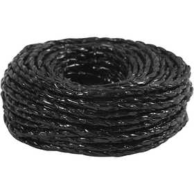 Paper Yarn, thickness 3,5-4 mm, ca. 25 m, black, 25 m/ 1 roll [HOB-50399]