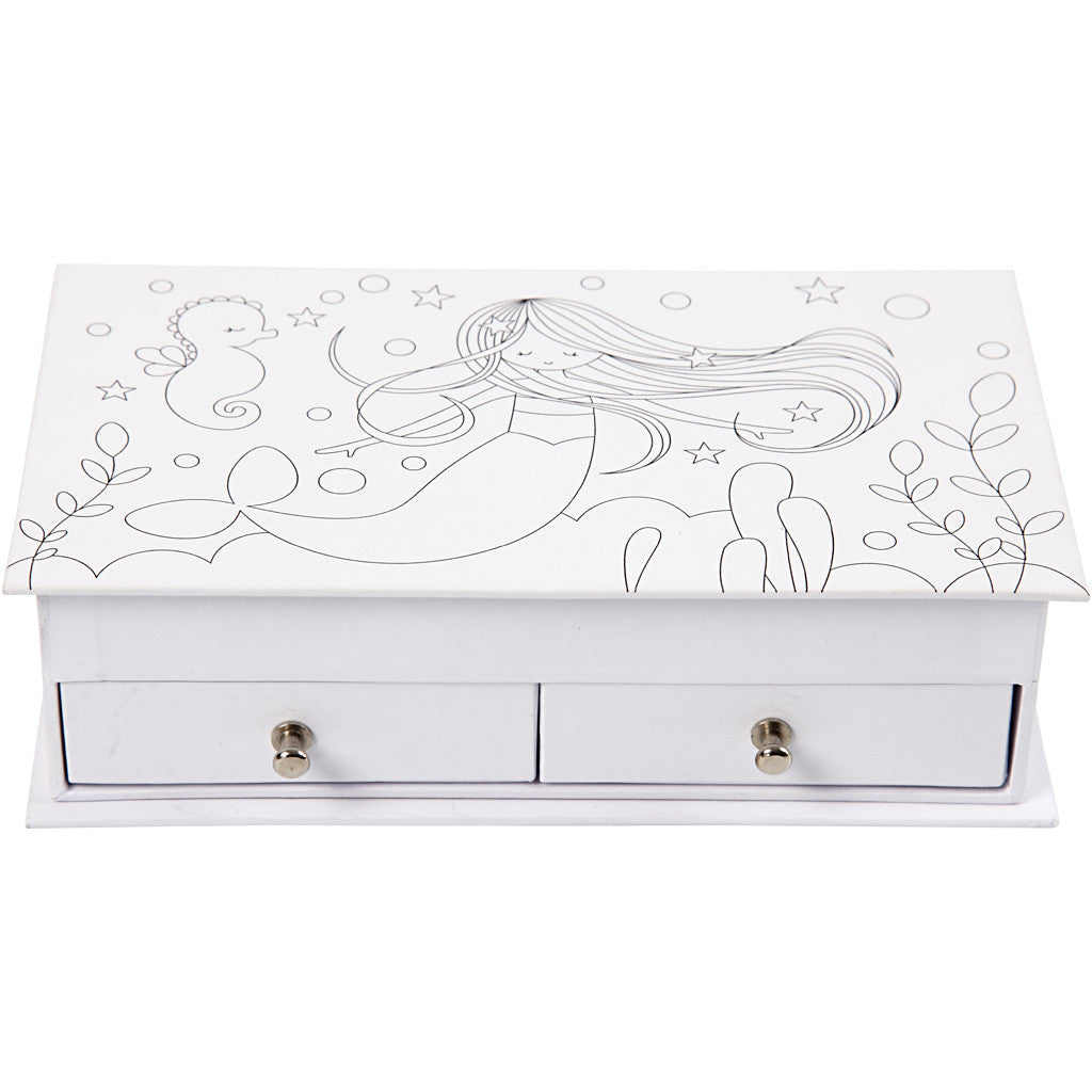 Jewellery Box, H: 5 cm, size 18x10,5 cm, white, 1 pc [HOB-50440]