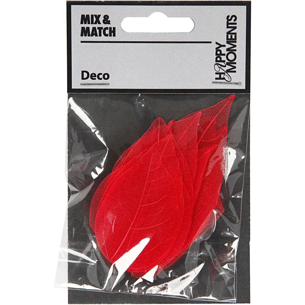 Skeleton Leaves, L: 6-8 cm, red, 20 pc/ 1 pack [HOB-504495]