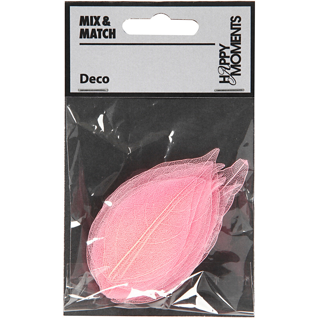 Skeleton Leaves, L: 6-8 cm, light red, 20 pc/ 1 pack [HOB-504496]