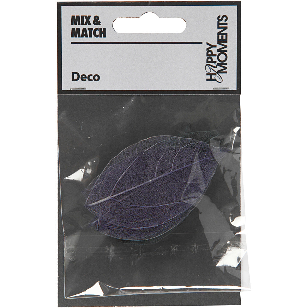 Skeleton Leaves, L: 6-8 cm, blue, 20 pc/ 1 pack [HOB-504497]