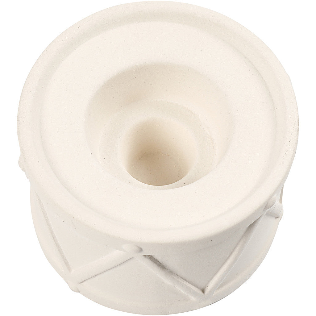 Candle Light Holder, H: 6,6 cm, dia. 9,3 cm, hole size 2,2+4 cm, white, 2 pc/ 1 pack [HOB-50575]