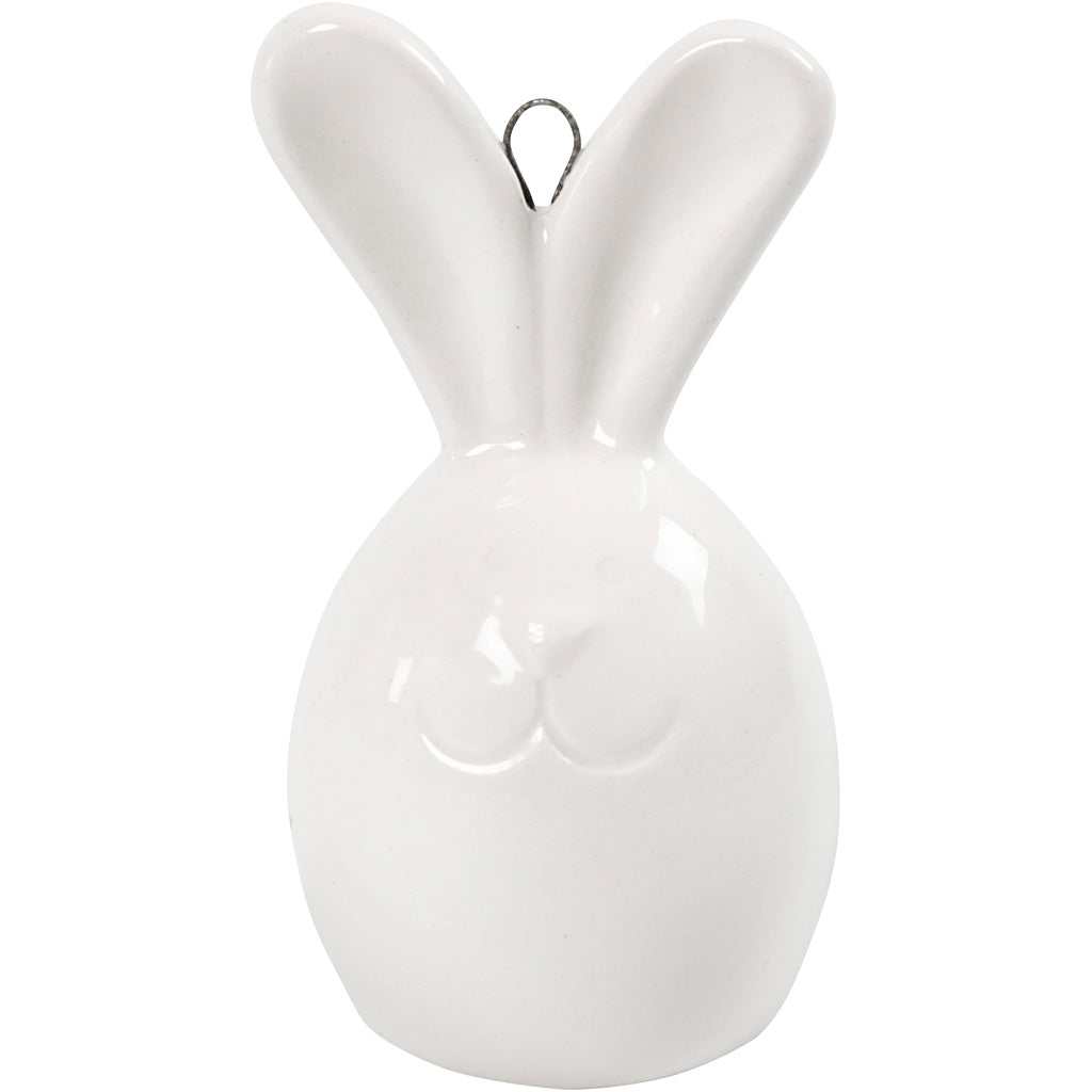 Rabbit, H: 6,7 cm, dia. 3,6 cm, white, 3 pc/ 1 pack [HOB-505780]