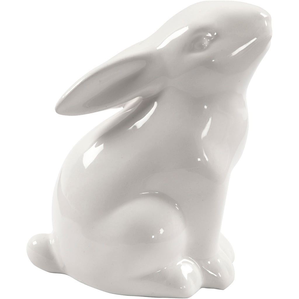 Hare, H: 9 cm, dia. 5,5 cm, white, 12 pc/ 1 pack [HOB-50579]