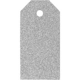 Manila Tags, size 5x10 cm, glitter, 300 g, silver, 15 pc/ 1 pack [HOB-50999]