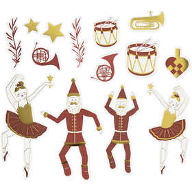 Die cut tags, size 2,2x12,5 cm, gold, red, white, 57 pc/ 1 pack [HOB-51017]