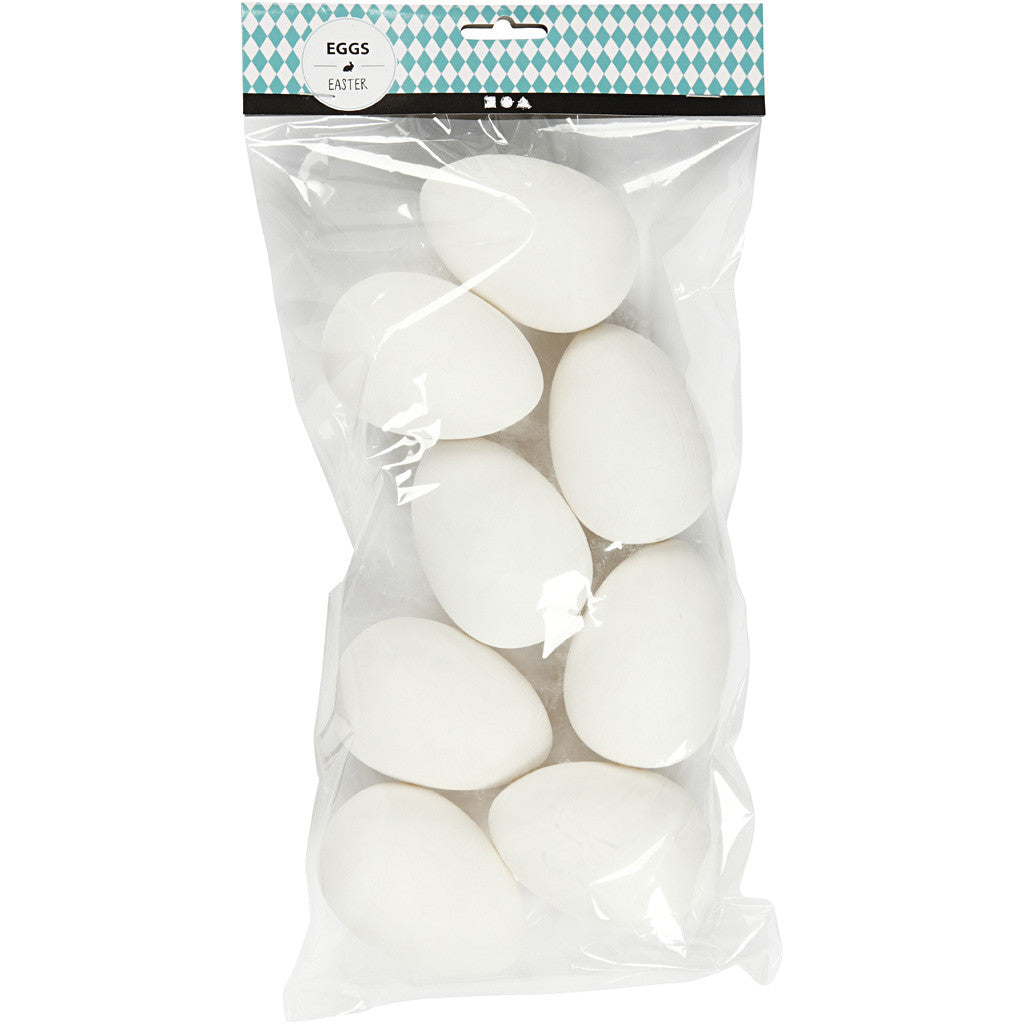 Egg, H: 8 cm, dia. 5,5 cm, white, 8 pc/ 1 pack [HOB-51022]