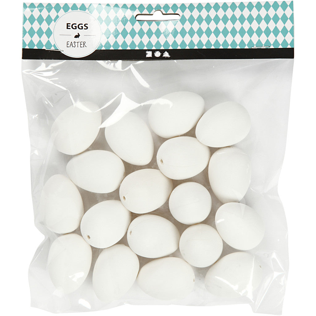 Egg, H: 4 cm, dia. 2,5 cm, white, 18 pc/ 1 pack [HOB-51023]