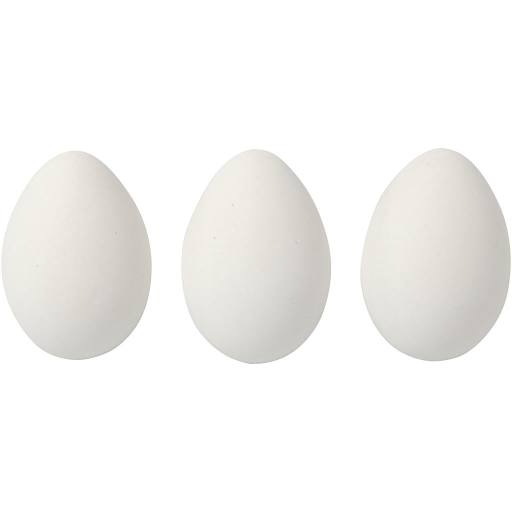 Eggs, H: 6 cm, white, 12 pc/ 1 pack [HOB-51024]