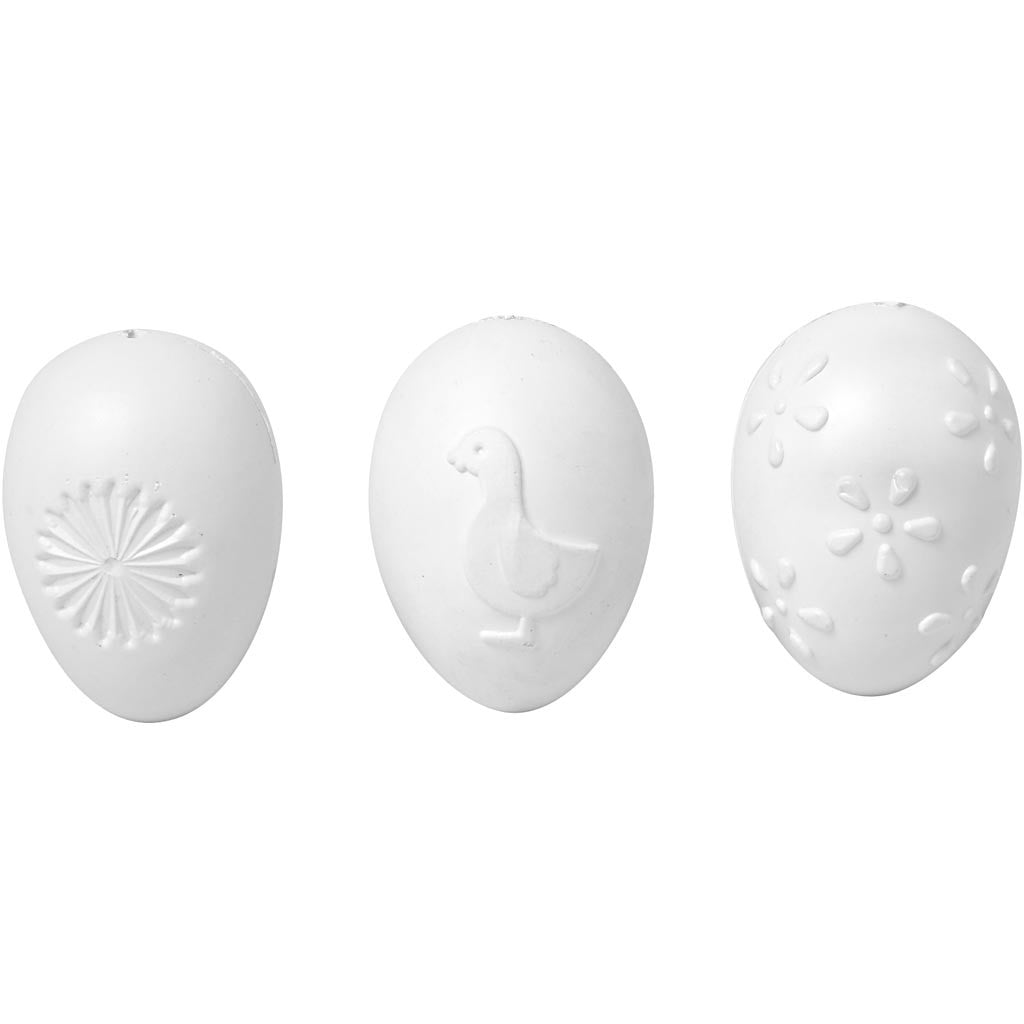 Eggs, embossed pattern, H: 6 cm, white, 12 pc/ 1 pack [HOB-51026]
