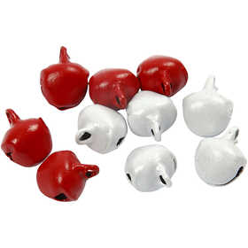 Bells, dia. 8 mm, red/white, 50 pc/ 1 pack [HOB-510280]