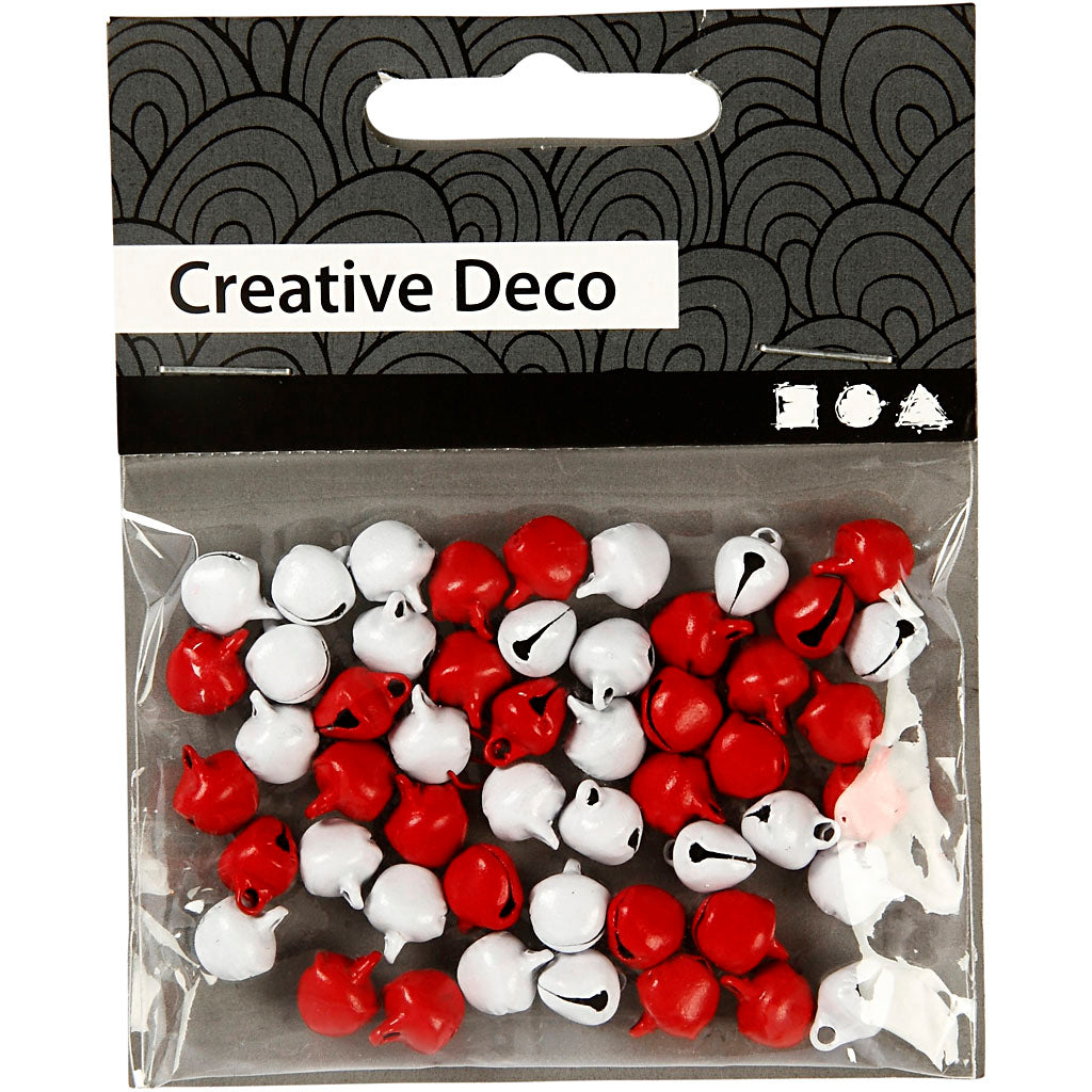 Bells, dia. 8 mm, red/white, 50 pc/ 1 pack [HOB-510280]