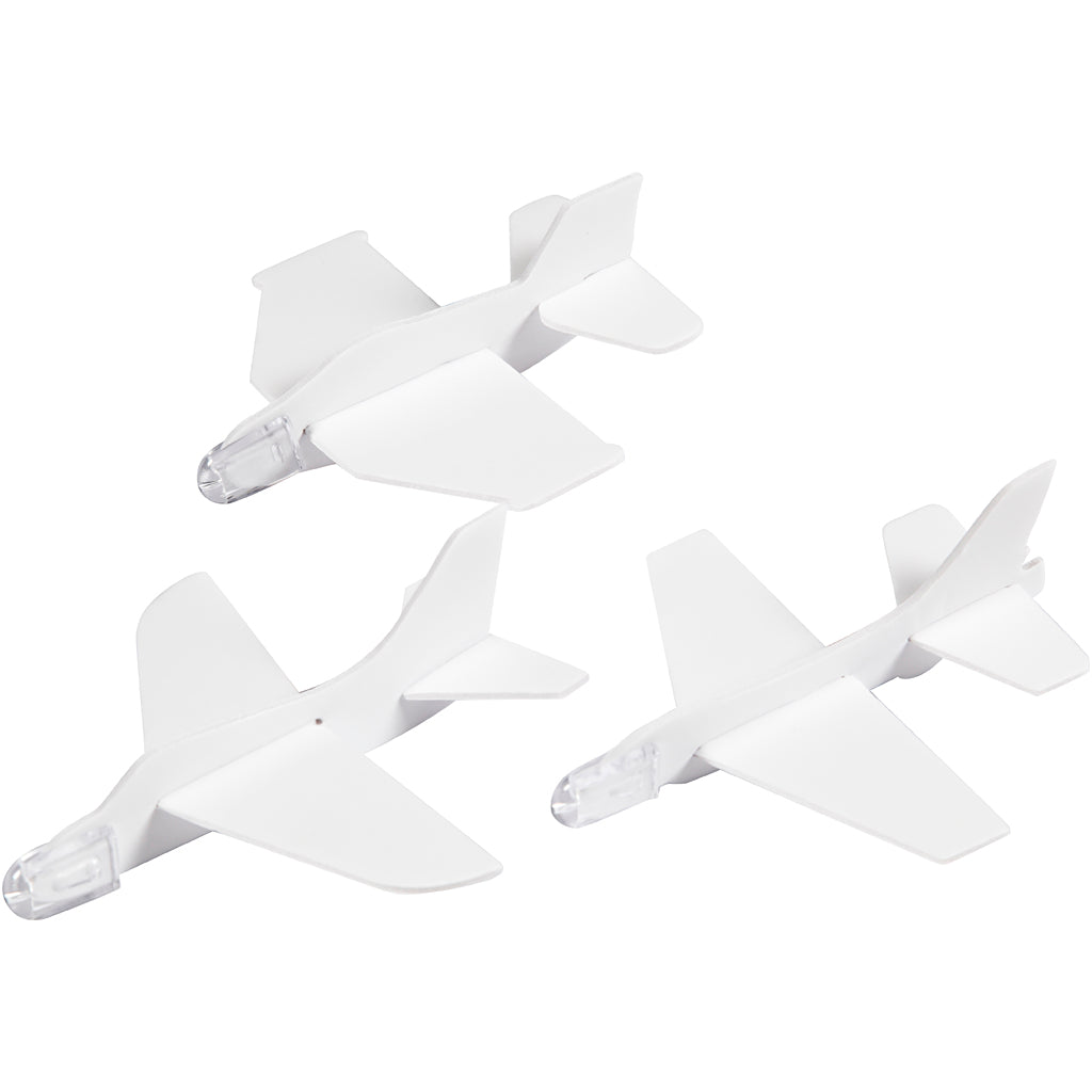Airplanes, L: 11,5-12,5 cm, W: 11-12 cm, white, 3 pc/ 1 pack [HOB-51233]
