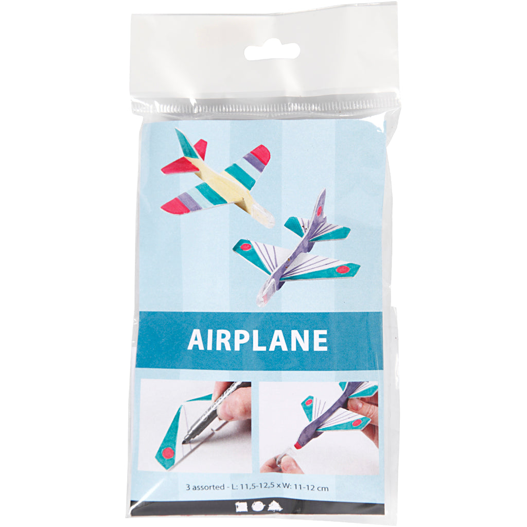 Airplanes, L: 11,5-12,5 cm, W: 11-12 cm, white, 3 pc/ 1 pack [HOB-51233]