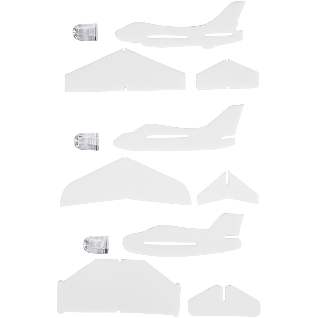 Airplanes, L: 11,5-12,5 cm, W: 11-12 cm, white, 3 pc/ 1 pack [HOB-51233]