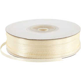 Satin Ribbon, W: 3 mm, off-white, 100 m/ 1 roll [HOB-51366]