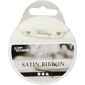 Satin Ribbon, W: 10 mm, off-white, 8 m/ 1 roll [HOB-513671]