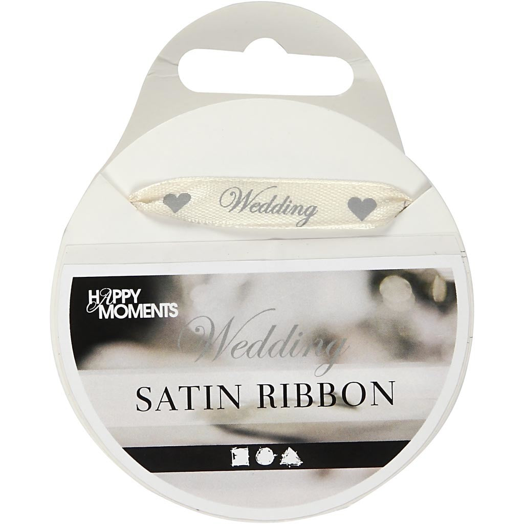Satin Ribbon, W: 10 mm, off-white, 8 m/ 1 roll [HOB-513671]