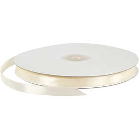 Satin Ribbon, W: 10 mm, off-white, 100 m/ 1 roll [HOB-51367]
