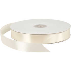 Satin Ribbon, W: 20 mm, off-white, 100 m/ 1 roll [HOB-51368]